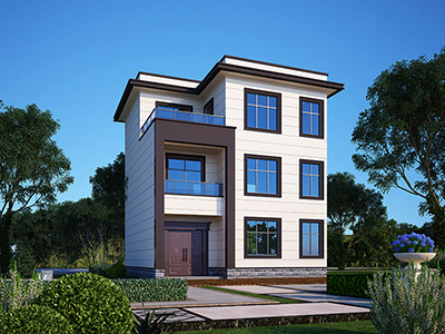 農村三層帶陽臺現(xiàn)代風格小別墅圖紙及效果圖