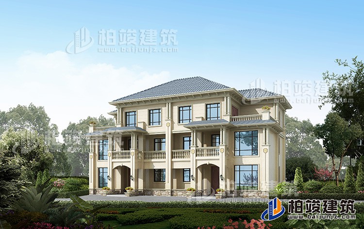 農(nóng)村雙拼別墅圖紙設(shè)計圖 占地230平方BZ3523-簡歐風(fēng)格