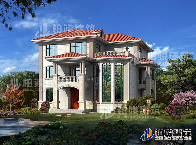 最新2020年款三層農村自建別墅設計圖及效果圖紙BZ306-簡歐風格