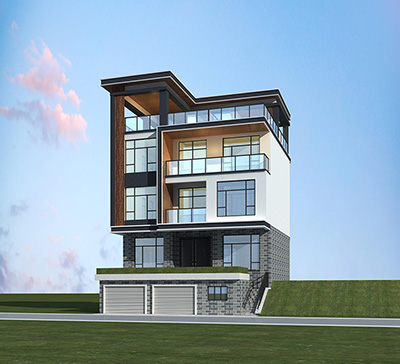 現(xiàn)代別墅設(shè)計圖紙及效果圖大全 三層半房屋設(shè)計