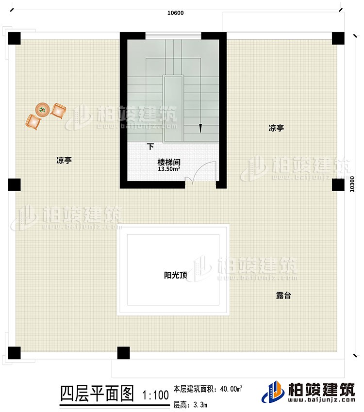 四層：樓梯間、2涼亭、露臺、陽光頂