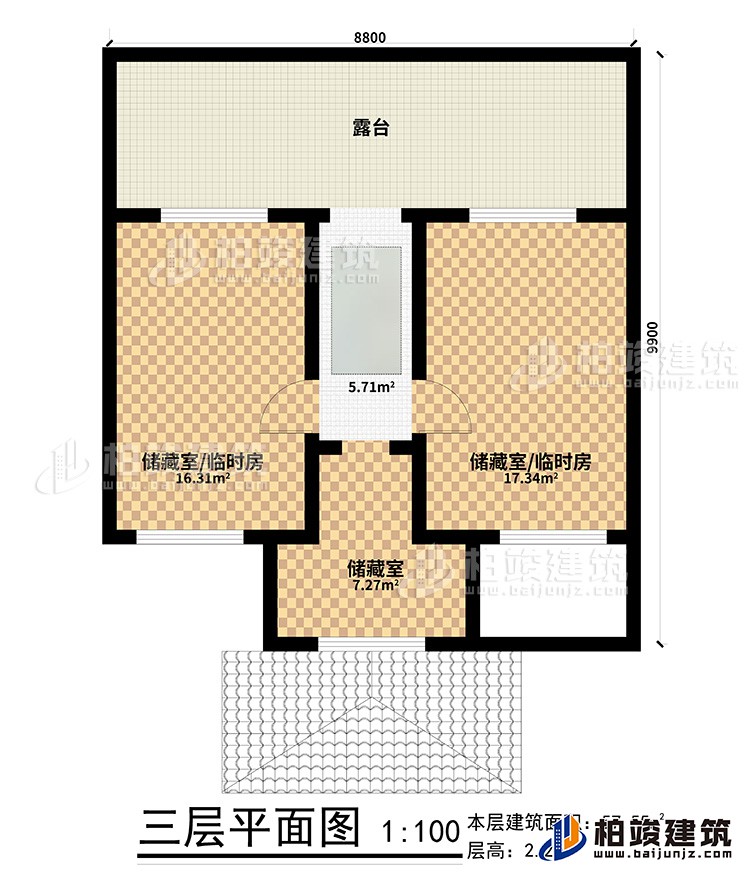三層：3儲藏室，露臺
